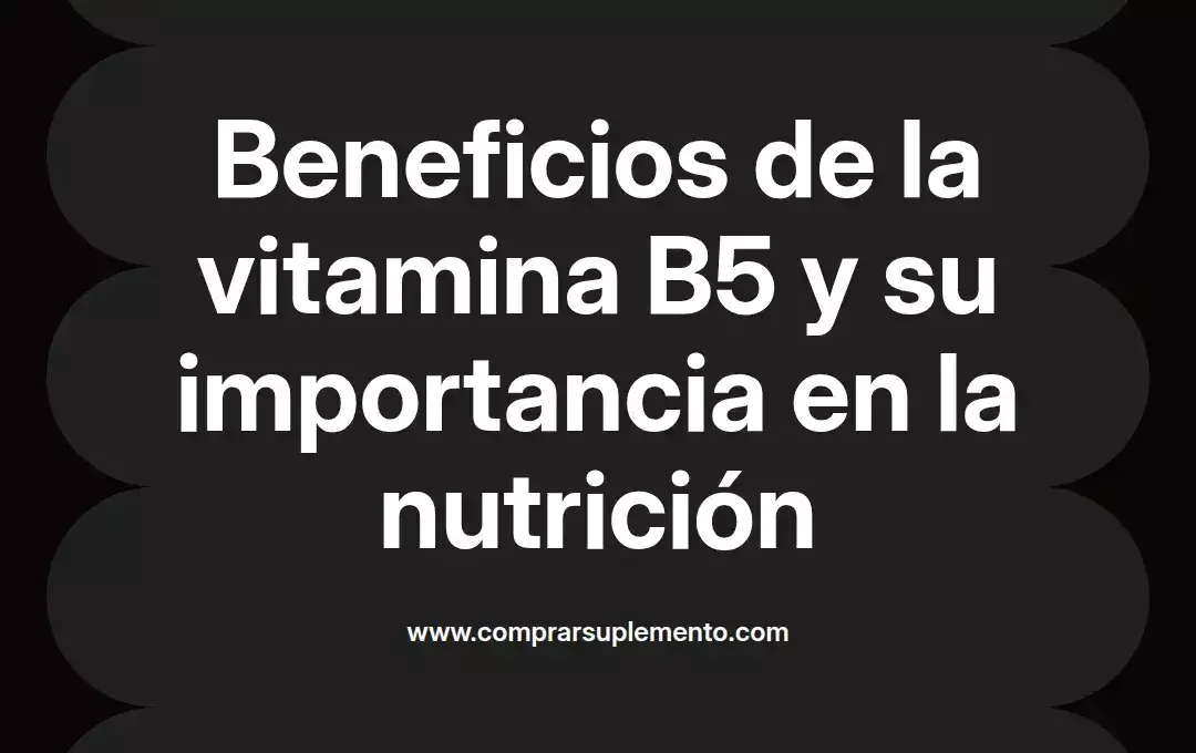 imagen destacada del post con un texto en el centro que dice Beneficios de la vitamina B5 y su importancia en la nutrición y abajo del texto aparece el nombre del autor Omar Obando