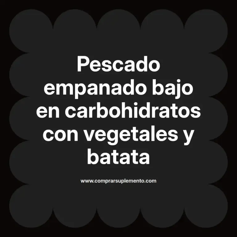 imagen destacada del post con un texto en el centro que dice Pescado empanado bajo en carbohidratos con vegetales y batata y abajo del texto aparece el nombre del autor Omar Obando